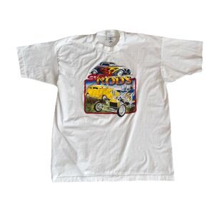 Vintage Street Rods Car Graphic T-Shirt Adult Men's XL White Single Stitch
